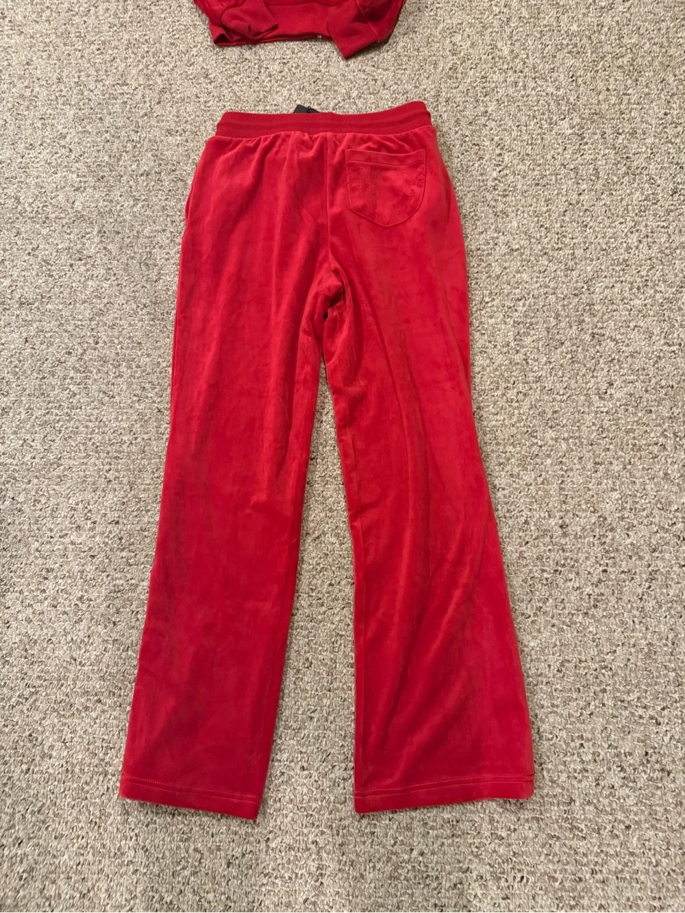 True Religion Red Velour Zip Hoodie & Joggers Set